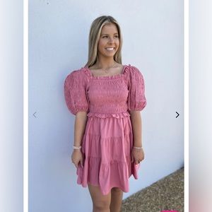 Puff Sleeve Smocked Tiered Mini Dress